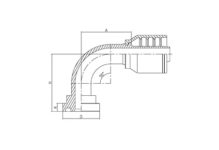 RW 90° SAE 法兰 6000 PSI